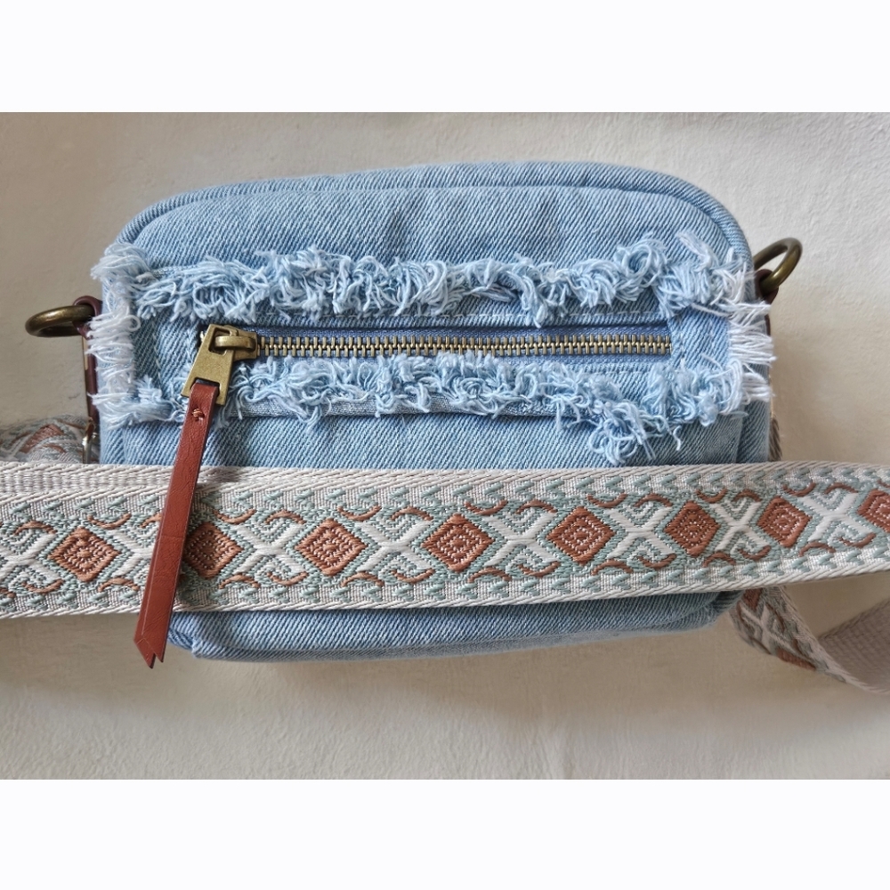 Universal Thread Distressed Denim Mini Crossbody … - image 1